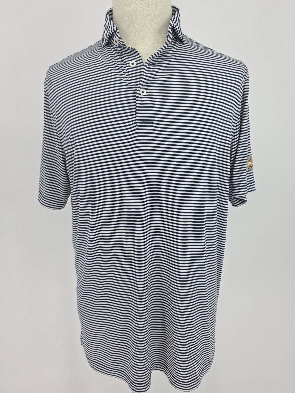 RLX Ralph Lauren Polo Shirt M‎ Navy White Stripe PGA Georgia Section Golf